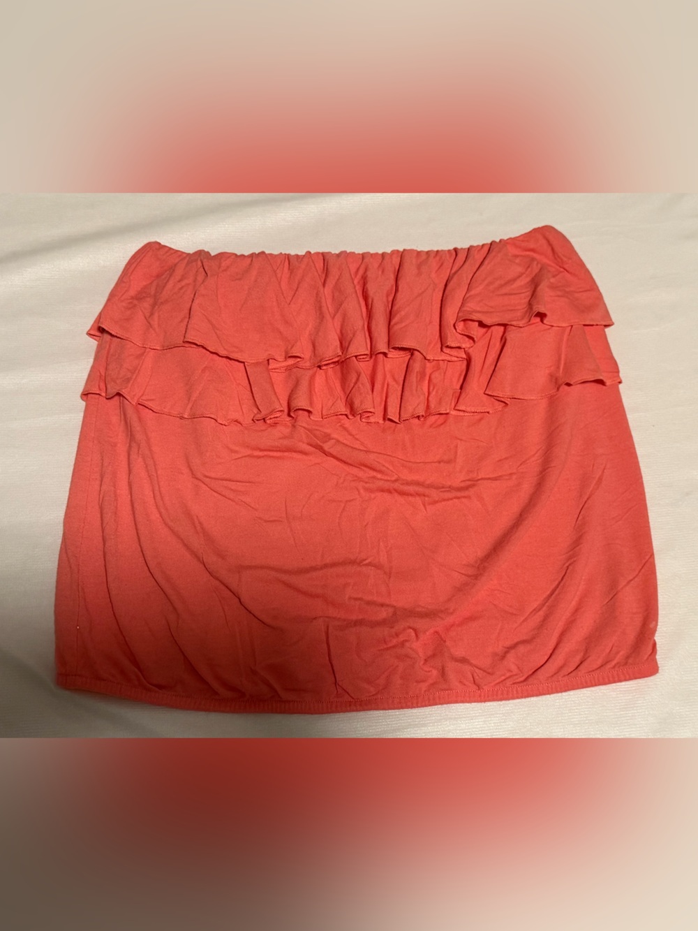 American Eagle Outfitters Coral Ruffle Tube Top